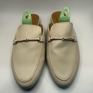 Rachel Zoe Cream Slip-On Loafers Alani mules in off white vegan leather